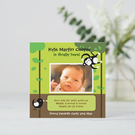 Faire-part de naissance bébé garçon (Debout devant)