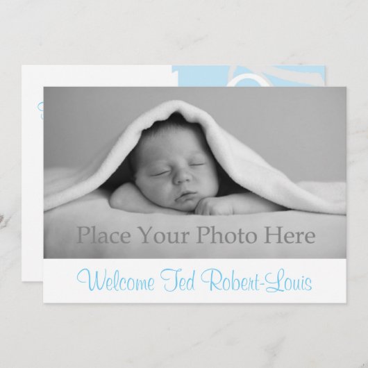 Faire-part de naissance bébé garçon (Devant / Derrière)