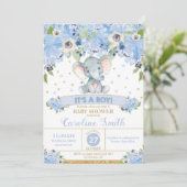 Faire-part de naissance bébé garçon à l'éléphant f (Debout devant)