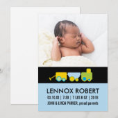 Faire-part de naissance bébé garçon (bleu) (Devant / Derrière)