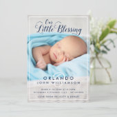 Faire-part de naissance bébé garçon | Bleu moderne (Debout devant)