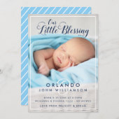 Faire-part de naissance bébé garçon | Bleu moderne (Devant / Derrière)