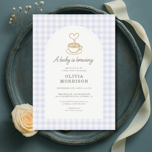 Faire-Part de Naissance Bébé Garçon Café Gingham