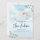 Faire-part de naissance bébé garçon cigogne boho B (Devant)