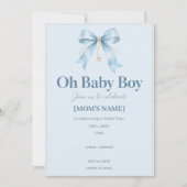 Faire-part de naissance bébé garçon Dusty Blue Bow (Devant)