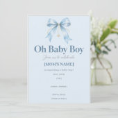 Faire-part de naissance bébé garçon Dusty Blue Bow (Debout devant)