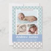 Faire-part de naissance bébé garçon motif moderne (Devant)