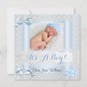 Faire-part de naissance bébé garçon photo chaussur (Devant)