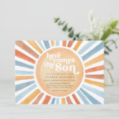 Faire-Part de Naissance Bébé Garçon Thème Soleil (Debout devant)