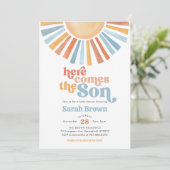 Faire-Part de Naissance Bébé Garçon Thème Soleil (Debout devant)