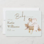 Faire-part de naissance bébé girafe berceau sage c (Devant)