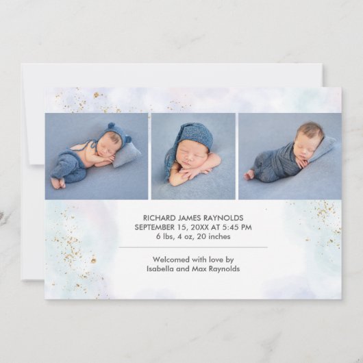 Faire-part de naissance bébé Hello World moderne (Dos)