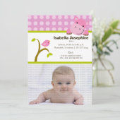 Faire-part de naissance Bébé Hippopotame et Oiseau (Debout devant)