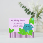 Faire-part de naissance bébé hippopotame violet et (Debout devant)