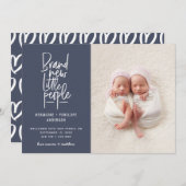 Faire-part de naissance bébé jumeau à main moderne (Devant / Derrière)