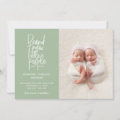 Faire-part de naissance bébé jumeau à main moderne (Devant)