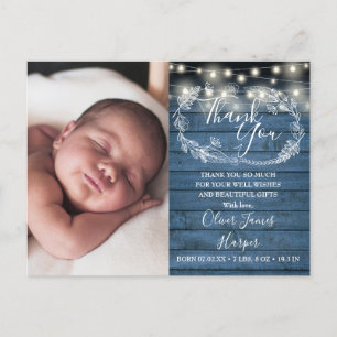 Faire-Part de Naissance Bébé Lumières Bleu sur Boi