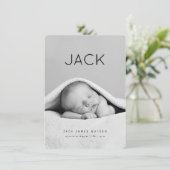 Faire-part de naissance bébé minimale (Debout devant)