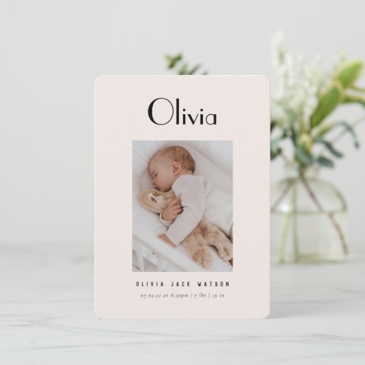 Faire-part de naissance bébé minimale classique (Debout devant)