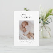 Faire-part de naissance bébé minimale classique (Debout devant)