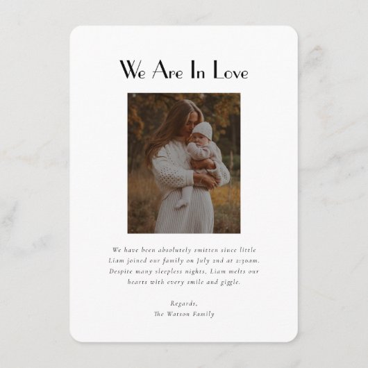 Faire-part de naissance bébé minimale classique (Dos)