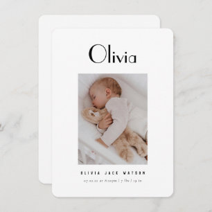 Faire-part de naissance bébé minimale classique