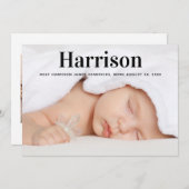 Faire-part de naissance bébé moderne (Devant / Derrière)