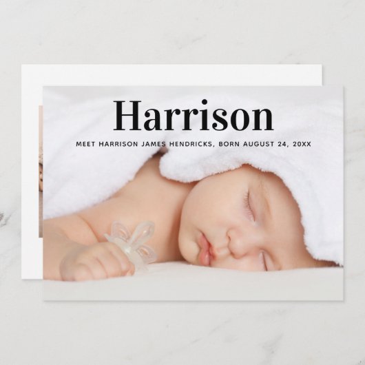 Faire-part de naissance bébé moderne (Devant / Derrière)