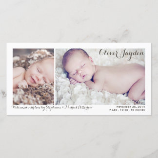 Faire-part de naissance bébé moderne à deux photos