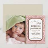 Faire-part de naissance bébé Motif baroque (rose) (Devant / Derrière)