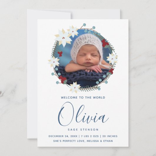 Faire-part de naissance bébé Noël (Devant)