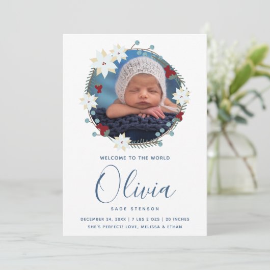 Faire-part de naissance bébé Noël (Debout devant)