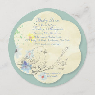 Faire-part de naissance bébé oiseau aquarelle BL