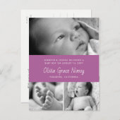 Faire-part de naissance Bébé Orchidée Violette Pho (Devant / Derrière)