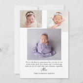 Faire-part de naissance bébé photo complète modern (Dos)