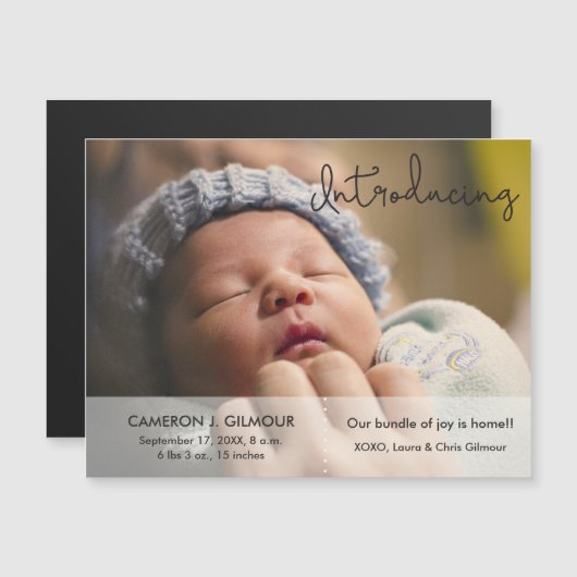 Faire-part de naissance bébé photo introduction Sc (Devant / Derrière)