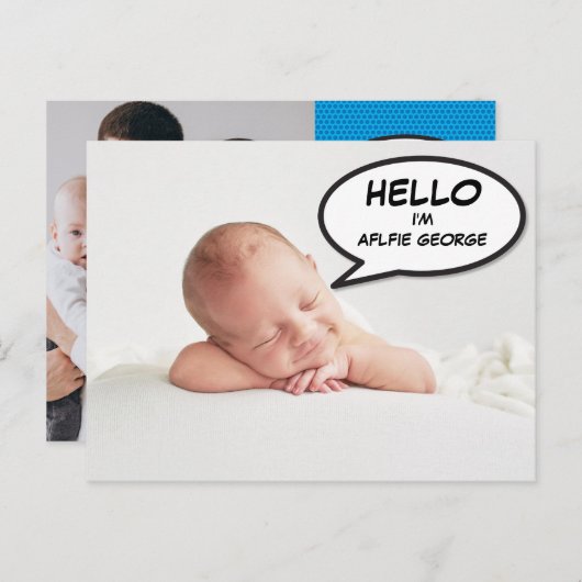 Faire-part de naissance bébé photo simple moderne (Devant / Derrière)