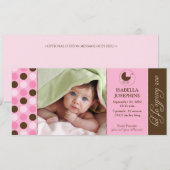 Faire-part de naissance bébé Pointe Polka (rose) (Devant / Derrière)