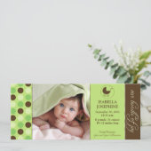 Faire-part de naissance bébé Pointe Polka (vert ci (Debout devant)