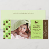Faire-part de naissance bébé Pointe Polka (vert ci (Devant / Derrière)
