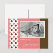 Faire-part de naissance bébé Points roses (Devant / Derrière)