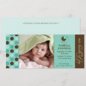 Faire-part de naissance bébé pois (bleu aqua) (Devant / Derrière)