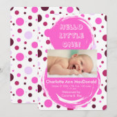 Faire-part de naissance Bébé pois rose (Devant / Derrière)