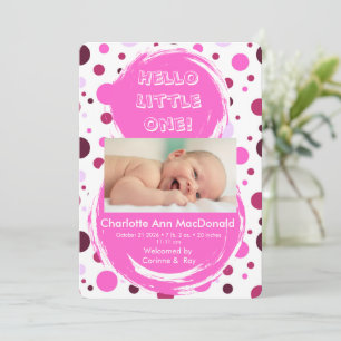 Faire-part de naissance Bébé pois rose