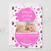 Faire-part de naissance Bébé pois rose (Devant)