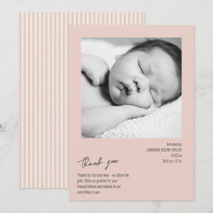 Faire-part de naissance bébé rayure minimaliste Bl