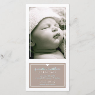 Faire-part de naissance bébé simple moderne Tan