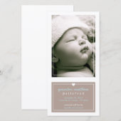 Faire-part de naissance bébé simple moderne Tan (Devant / Derrière)