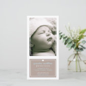 Faire-part de naissance bébé simple moderne Tan (Debout devant)