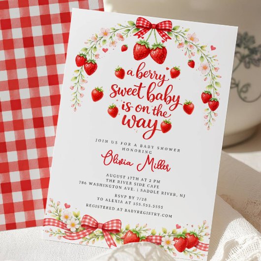 Faire-part de naissance bébé sucré aux fraises